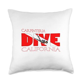 SCUBA Divers Carpinteria California Diving Carpinteria California Scuba Diving Snorkeling Throw Pillow, 18x18, Multicolor