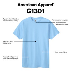 American Apparel Unisex Short Sleeve Tee, Style G1301, 2-Pack, Royal Blue (2-Pack), 2X-Large