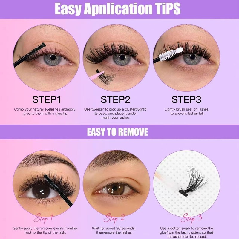 Wispy Eyelash Cluster Set, 100D Cluster Eyelashes DIY Eyelash Extension