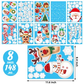 Christmas Window Clings Christmas Window Decals Double Sided Christmas Snowflake Window Decals Clings for Glass Window Xmas Holiday Home Office School Decoration