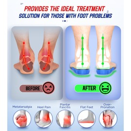 NEUPU - Plantillas de fascitis plantar para hombres y mujeres, cómodas y resistentes plantillas de soporte de arco alto para aliviar el dolor, absorber golpes, botas de trabajo para zapatos ortopédicos para pies planos, pronación, dolor de talón y pies