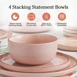 Our Place Soup Bowls - Set of Four 6” Handcrafted Ceramic Bowls | Versatile for Soups, Oats, & Desserts | Chip-Resistant, Restaurant-Grade | Stackable & Space-Saving | Spice