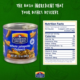 Clemente Jacques Whole Jalapeno Peppers, 12 oz (Pack of 12)