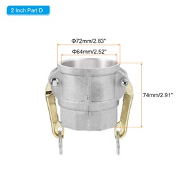 PATIKIL 1 Pack 2" Aluminum Cam Lock Fittings - Male Adapter x Female NPT Thread, Quick Disconnect Coupling Cam Lock Hose Fitting, Corrosion Resistant (Part D Cam Groove Type)