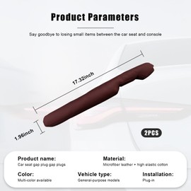 Suvnie 2 PCS Leather Car Seat Gap Filler, Auto Crevice Crack Plug Blocker to Stop Things from Dropping, Organizer Fill The Gap Between Seat and Console, Universal Car Accessories (Wine Red)