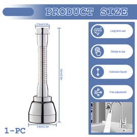 Yitexin Bathroom Faucet Extender Sprayer Attachment, Kitchen 360°Rotatable Sink Aerator, Sink Sprayer Nozzle Swivel Replacement 3 Water Outlet Modes Water Saving Style 2