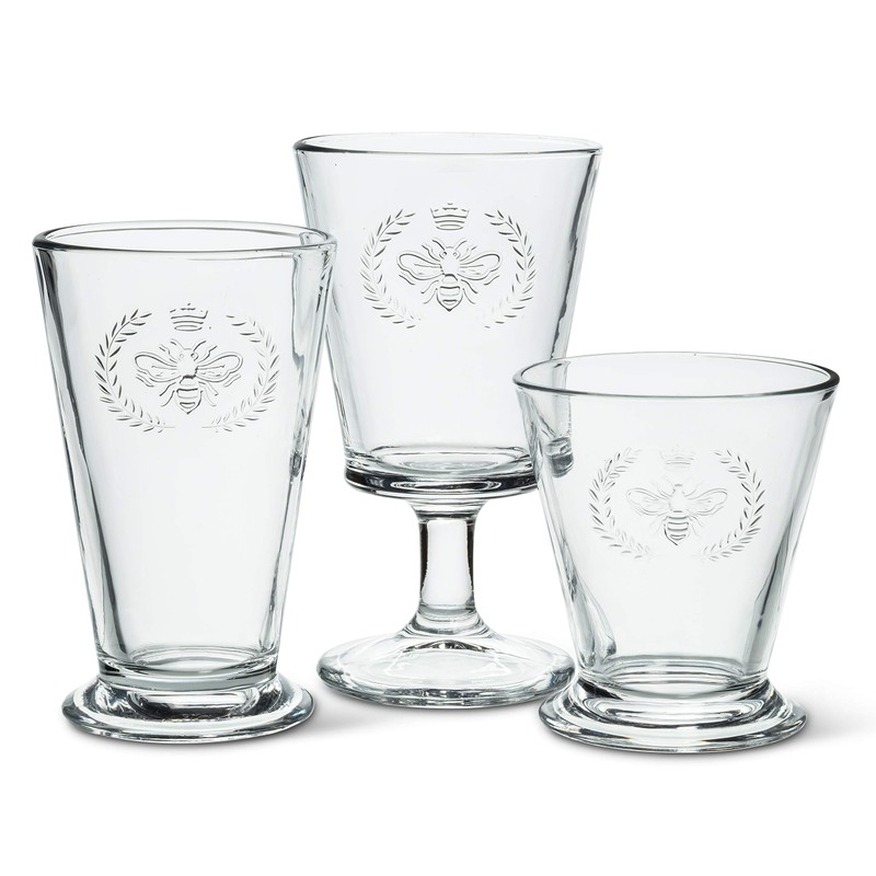 Abbott Collection Bee in Crest Highball Tumbler-5"" H (27-Royal-HB)