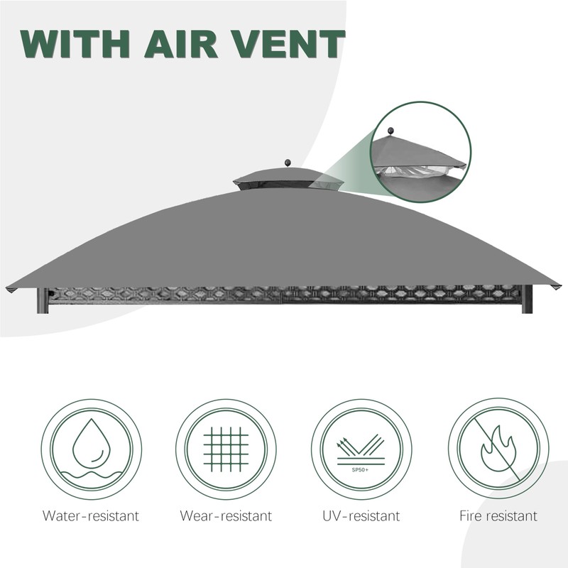 JANCANOPY Replacement Gazeb Cover for 10X12Ft Oakmont Gazebo L-GZ1188PST-A,Pinehurst Gazebo