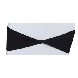 mds Pack of 250 Spandex Chair Sashes Bow sash Elastic Chair Bands Ties Without Buckle for Wedding and Events Decoration Spandex Slider Sashes Bow - Black