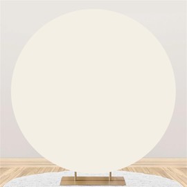 Polyester Diameter 6.5ft Beige White Round Backdrop Cover Pure Beige Solid Color Birthday Party Photography Background Newborn Baby Shower Wedding Party Decor Photo Studio Portrait Props