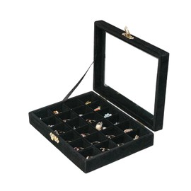 XHMQYC Earrings Organizer Jewelry Case Earrings Storage Tray Earrings Box Velvet Small Jewelry Box for Girls Women (Black)