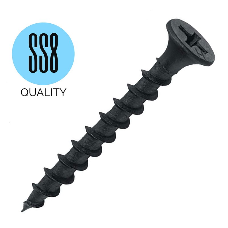 100 x 45mm Screws Black for Wood Corse Screw Plasterboard