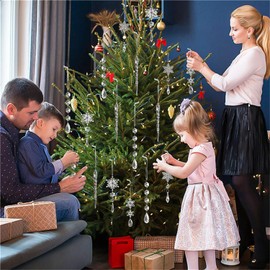 Christmas Ornaments Set of 10 Christmas Tree Hanging Snowflakes Christmas Ornaments Outdoor Tree Transparent Drop Ornaments Christmas Tree Ornaments Acrylic Stars Icicles (A)