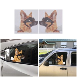 Glasses Dog Car Side Window Decal Vinyl Sticker Perforated Funny Car Window Decal Left and Right Side Window Cling, 11.42'' x 11.42''
