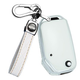 ontto TPU Car Key fob Cover Fit for KIA Sportage R Stinger GT Sorento Ceed CD Cerato Forte KX3 Seltos S Serato 3 Buttons Flip Key Case Shell Key Holder Keychain Keyring Protector Accessories White B