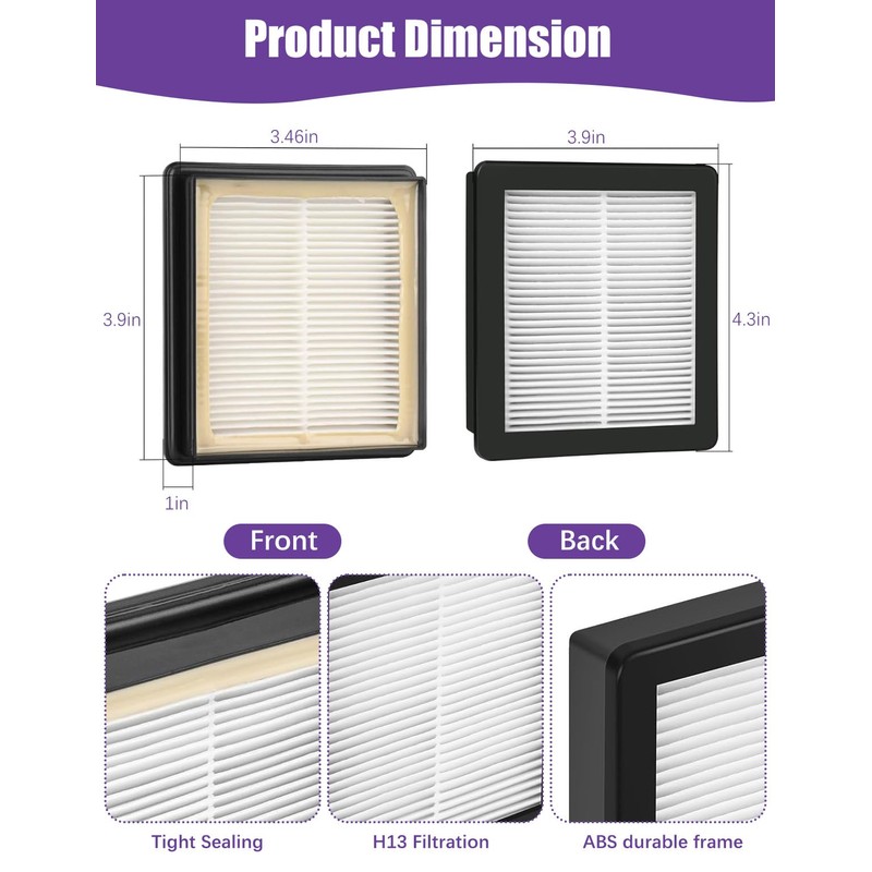 2 Pack 107315 Vacuum HEPA Filter Replacement Compatible with ProTeam