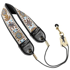 KUWAN Saxophone Neck Strap Soft Sax Leather strap Padded for Alto Sax Tenor Clarinet Baritone Soprano Horn Music Instrument (1, five-leaf grass)