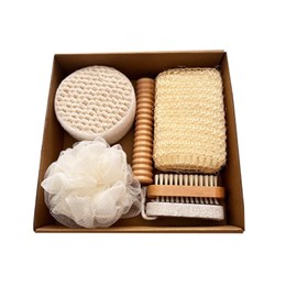 JCBCKJ 7 Bathing and Scrubbing Tools, Bath Gift Box Gift Four-Piece Set of Bath Towels, Bath Brushes, Grinding Stones, sisal Bath Flower Set