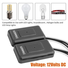 Facon 12Volt Touch Double Dimmer Switch,100W Max, PWM Wall Mount Dimmer Switch, Use with 12V LED Lights, Incandescent and Halogen Bulbs for RV, Camper, Marine, and Strip Lights (Double)