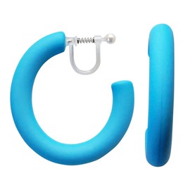 arete de aro con clip para mujer, no perforados, dorados, con cara de plata, gruesos, grandes, negro, rojo, azul, verde, blanco, cómodos, con clip de bobina, Miyabi Grace, Latón, No es una piedra preciosa