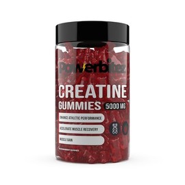 Powerbitez Creatine Gummies for Men & Women, 5g Creatine Monohydrate per serve, Strawberry - 60 Gummies, 1 month supply