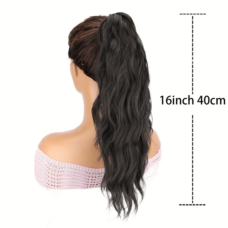 Heat-Resistant Synthetic Curly Water Wave Ponytail Wig for Women Voluminous