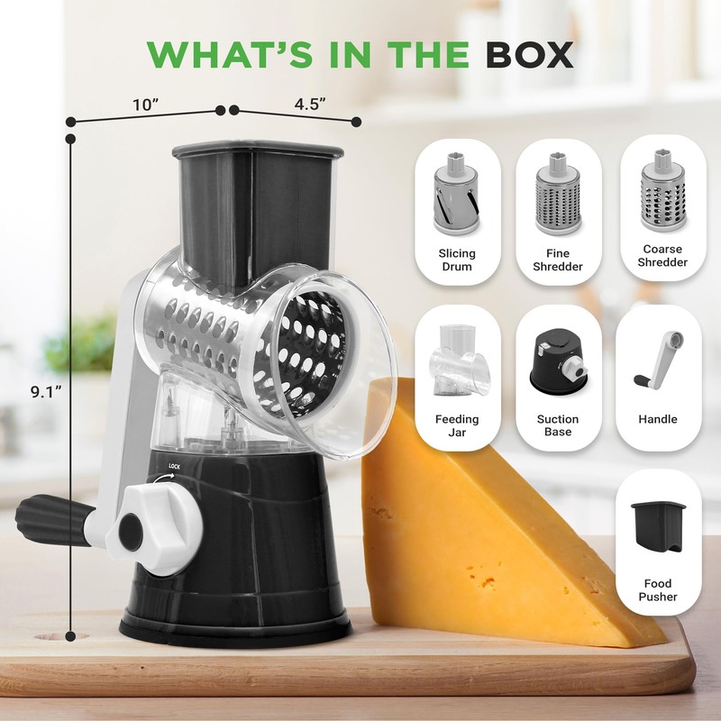 Nutrichef 3 in 1 Cheese Grater & Shredder | Strong