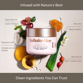 InfiniteAloe Complete Skin Care, Aloe Vera Powered Face and Body Cream for All Skin Types, Dry Skin Everyday Hero, Original Scent - Large Jar 8 oz & 2 Travel Jar 0.5 oz