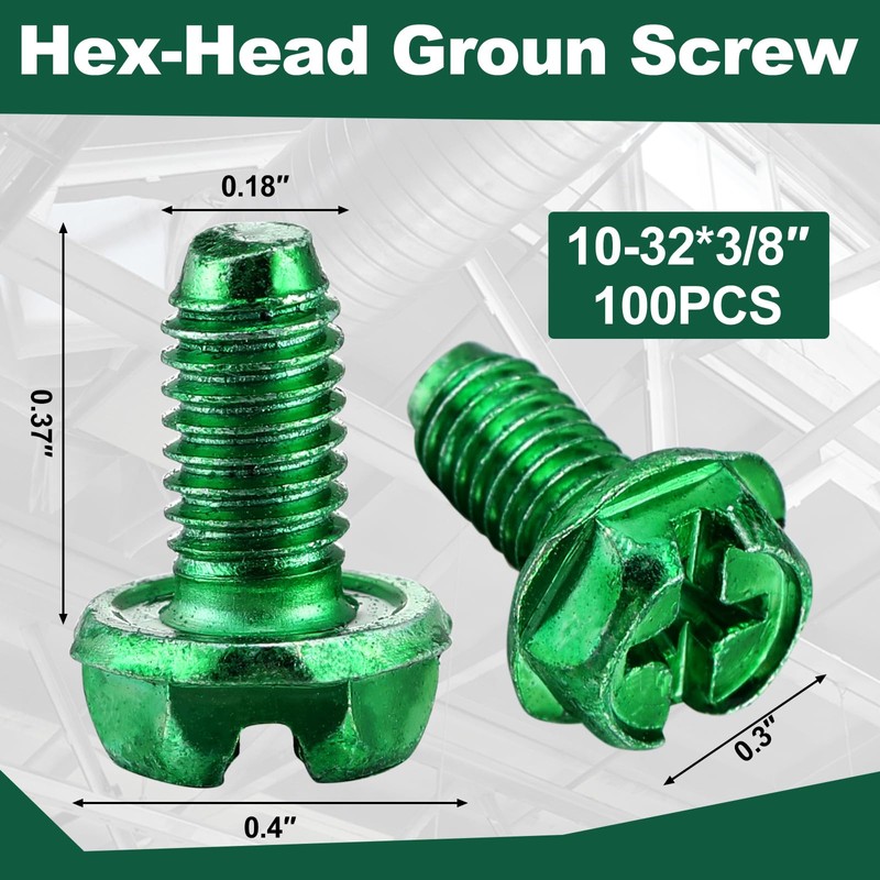 Tandefio 100 Pcs Ground Screws for Electrical Box, 10-32 x