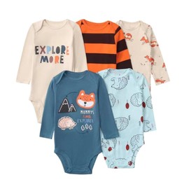 Acuryx Baby Bodysuit Long Sleeve Pack of 5 Newborn Rompers for Baby Boys and Girls #0-24 Months, 636, 6 - 9 months