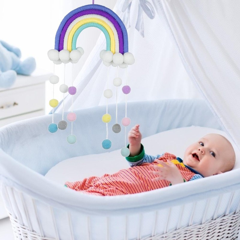 Baby Mobile Baby Bed Wind Chimes Hanging Clouds Raindrops Rainbow