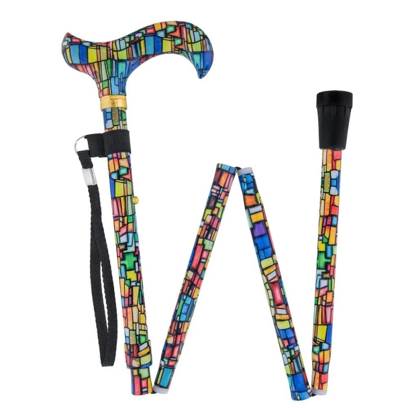 Royal RC Canes Mosaic Stained Window Folding Adjustable Derby Walking