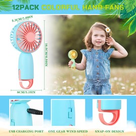 12 Pcs Mini Handheld Fan With Carabiner Bulk Small Personal Desk Hanging Fans For Face USB Rechargeable Makeup Eyelash Dryer Airflow Summer Birthday Party Gifts For Home Office Hiking Travel Camping