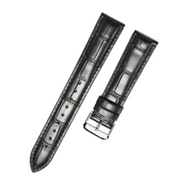 MUENShop Extra Long XXL Strap Genuine Leather Quick Release 18mm-22mm with Deployment Buckle Butterfly Buckle (XXL-22mm, Pin buckle black)