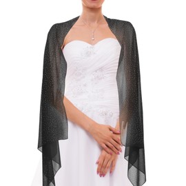 Holibanna Rhinestone Shawl Wrap for Women Elegant Evening Dress Cover Up Sparkly Chiffon Scarf for Weddings and Formal Events Versatile Comfortable Fashion Accessory