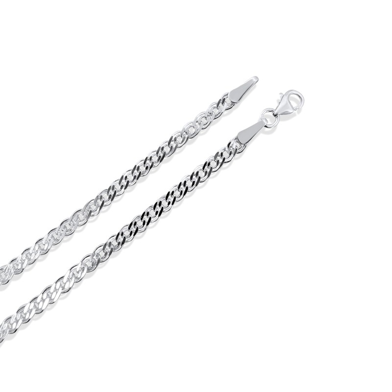 925 Sterling Silver Curb Chain Bracelet, 4mm Width, Double Link