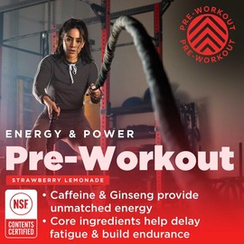 Gnarly Nutrition Natural Pre-Workout Powder, Strawberry Lemonade – NSF Sport Certified, Endurance & Recovery – Vegan Pre-Workout, Sports Nutrition – Strawberry Lemonade with Caffeine, 14.82 oz