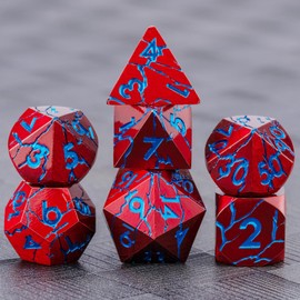 Dungeons and Dragons Dice Metal Dice Set with Gift Case, Polyhedral Dice Set for RPG D&D RPG Tabletop Games Dice Set (Red and Blue)