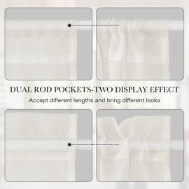 NICETOWN 2 Panels 72 inches Sidelight Door Curtains for French Voile Sheer Window Panels for Kitchen Patio Glass Door Adjuatble Curtains with Tiebacks for Living Room, 26" Wide, Light Beige