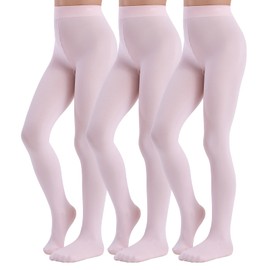 MANZI 3 Pairs Girls Tights Footed Toddler Dance Tights Kids Ballet Stockings Ultra Soft Pink 4-6 Years