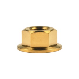 Wanyifa Titanium DIN6923 M5 M6 M8 M10 M12 M14 M16 Hex Flange Nuts Pack of 6 (M10 Pitch 1.0mm, Gold)