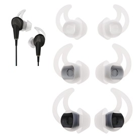 Be In Your Mind 3 Pairs Replacement Earplugs with Non-Slip Ear Hook, In-Ear Noise Isolation Earplugs Compatible with BO-se QC20 QC20i SoundSport SIE2i IE2 IE3 Headphones White S M L