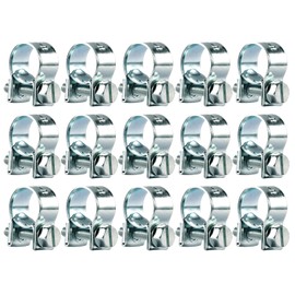 15Pcs Hose Clips 11-13mm Hose Clip Clamps Pipe Repair Clamp Mini Petrol Fuel Line Clamps Perfect for Securing Small Diameter Hoses Silver Iron Galvanized Non-Stainless Steel Material