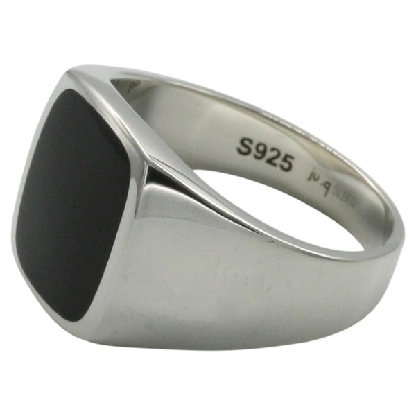 Fine Signet Ring with Onyx Solid Silver 925, Silver