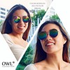 Round Retro Vintage Circle Sunglasses Metal Silver Frame Blue Mirror