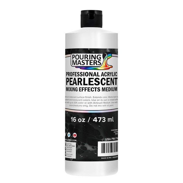 Pouring Masters Professional Acrylic Pearlescent Mixing Effects Medium, 16 oz.