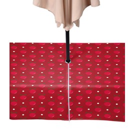 Fabric Textile Products Christmas Ornaments Red Tablecloth Milliken Waterproof with Zipper & Umbrella Hole 60"x84"