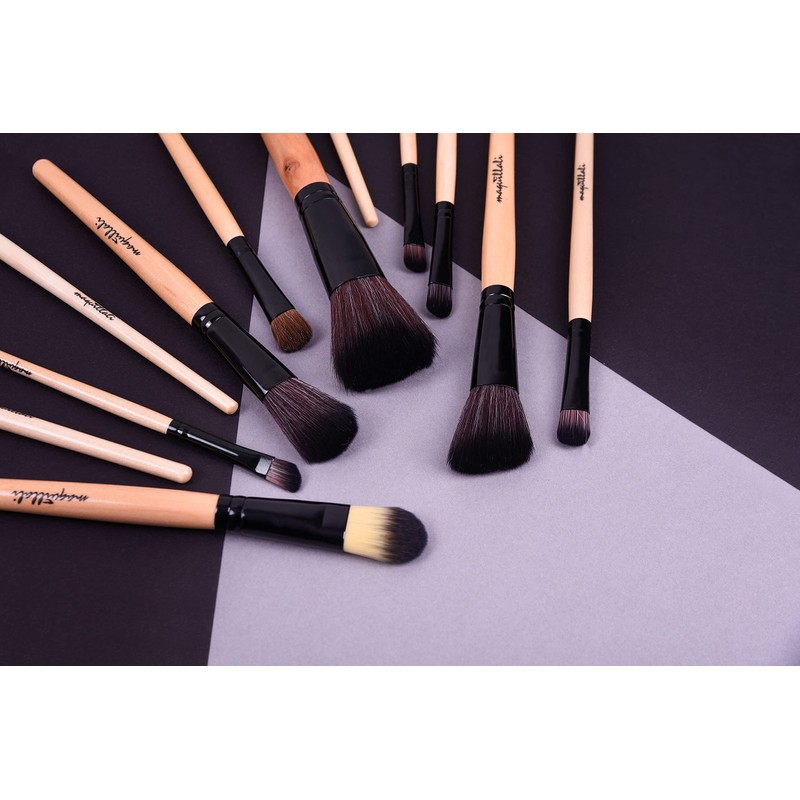 Maquillali Set profesional de 24 piezas brochas para maquillaje (Madera