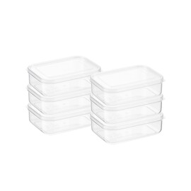 Lustroware Micro Clear Transparent Food Storage Containers with Lids – BPA-Free, Shatterproof, Dishwasher & Microwave Safe, 1.0 qt Stackable Refrigerator Organizer Bins, Made in Japan, Set of 6