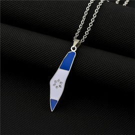 EENSYWEENSY Israel Flag Map Necklace, David Star Map Pendant, Jewelry for Jerusalem Jewish